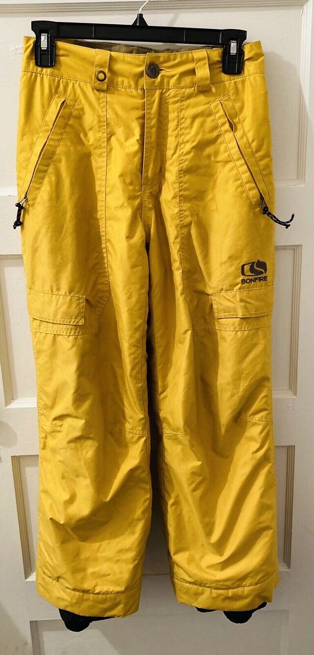 Bonfire Snowboard Cargo Pants Mens Medium Gold Waterproof Vented Ski Dry Level 1